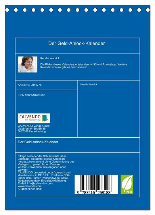Produktbild: Der Geld-Anlock-Kalender (Tischkalender 2026 DIN A5 hoch), CALVENDO Monatskalender
