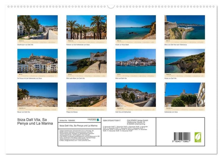 Produktbild: Ibiza Dalt Vila, Sa Penya und La Marina (hochwertiger Premium Wandkalender 2026 DIN A2 quer), Kunstdruck in Hochglanz