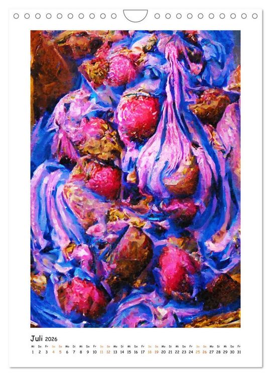 Produktbild: Eisbecher-Tr&auml;ume - Kunstvoll gemalte Eiskreationen in Acryl (Wandkalender 2026 DIN A4 hoch), CALVENDO Monatskalender