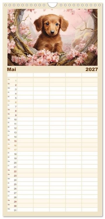 Produktbild: Familienplaner 2027 - Tierisch s&uuml;&szlig;! mit 5 Spalten (Wandkalender, 21 x 45 cm) CALVENDO