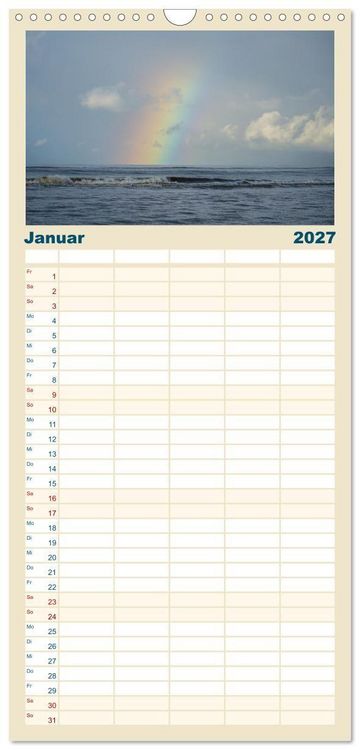 Produktbild: Familienplaner 2027 - Am Strand von Juist mit 5 Spalten (Wandkalender, 21 x 45 cm) CALVENDO