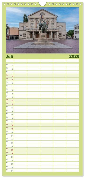 Produktbild: Familienplaner 2026 - Weimar - Kulturstadt im Herzen Europas mit 5 Spalten (Wandkalender, 21 x 45 cm) CALVENDO