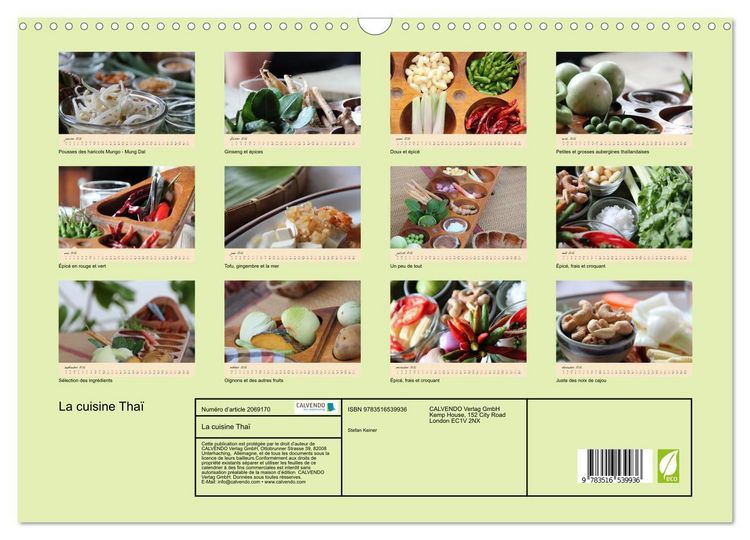 Produktbild: La cuisine Tha&iuml; (Calendrier mural 2026 DIN A3 vertical), CALVENDO calendrier mensuel