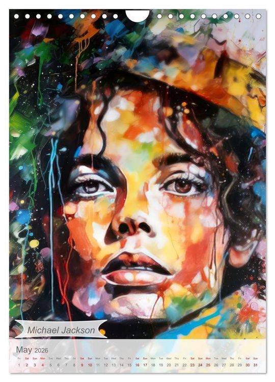 Produktbild: Music legends in magic art (Wall Calendar 2026 DIN A4 portrait), CALVENDO 12 Month Wall Calendar