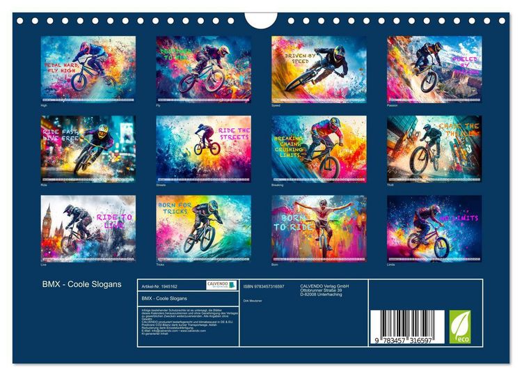 Produktbild: BMX - Coole Slogans (Wandkalender 2026 DIN A4 quer), CALVENDO Monatskalender