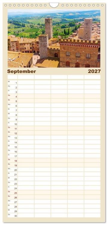Produktbild: Familienplaner 2027 - San Gimignano, die Stadt der T&uuml;rme mit 5 Spalten (Wandkalender, 21 x 45 cm) CALVENDO