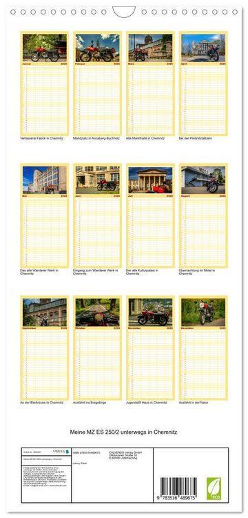 Produktbild: Familienplaner 2026 - Meine MZ ES 250/2 unterwegs in Chemnitz mit 5 Spalten (Wandkalender, 21 x 45 cm) CALVENDO