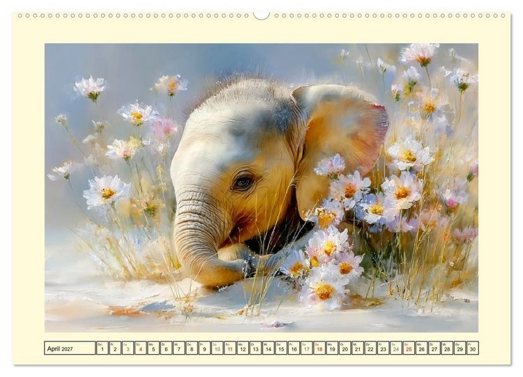 Produktbild: Sommertr&auml;ume. Elefantenkinder am Meer (Wandkalender 2027 DIN A2 quer), CALVENDO Monatskalender