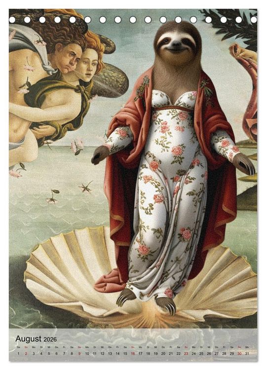 Produktbild: Sloth Art Originals ... eine faultierlangsame Reise durch die Kunstgeschichte (Tischkalender 2026 DIN A5 hoch), CALVENDO Monatskalender