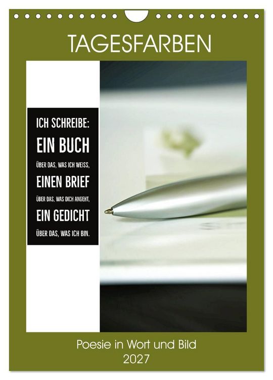 Produktbild: Tagesfarben - Poesie in Wort und Bild (Wandkalender 2027 DIN A4 hoch), CALVENDO Monatskalender