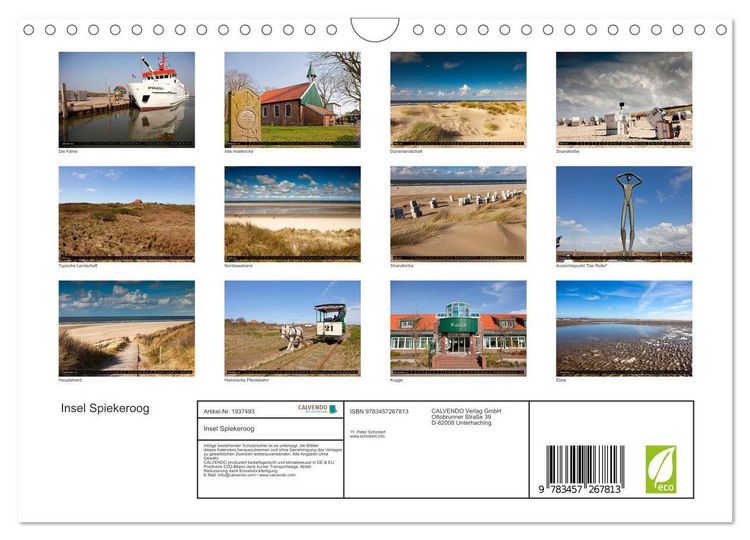 Produktbild: Insel Spiekeroog (Wandkalender 2026 DIN A4 quer), CALVENDO Monatskalender
