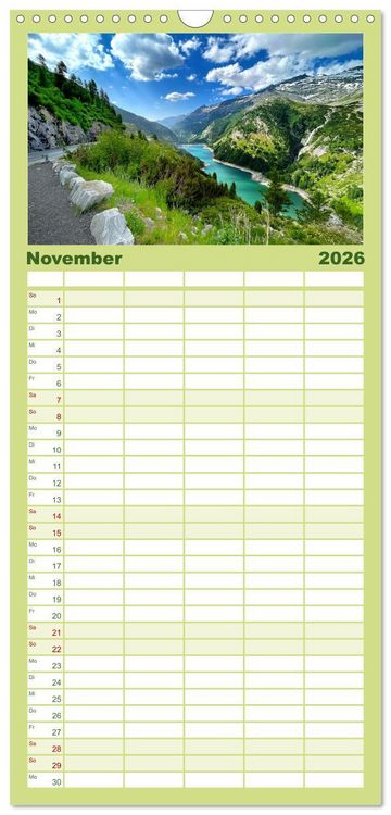 Produktbild: Familienplaner 2026 - Erlebe mit mir die Sch&ouml;nheit der Alpen mit 5 Spalten (Wandkalender, 21 x 45 cm) CALVENDO
