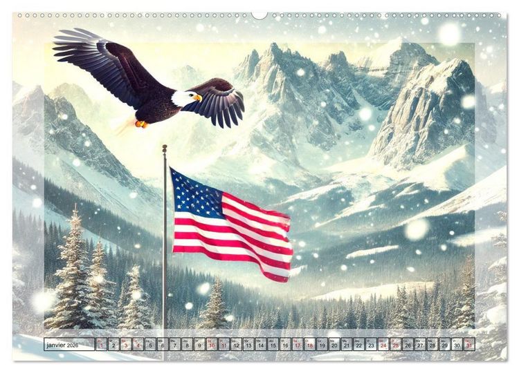 Produktbild: L'esprit am&eacute;ricain - Un hommage aux &Eacute;tats-Unis. (Calendrier mural 2026 DIN A2 vertical) calendrier de bureau