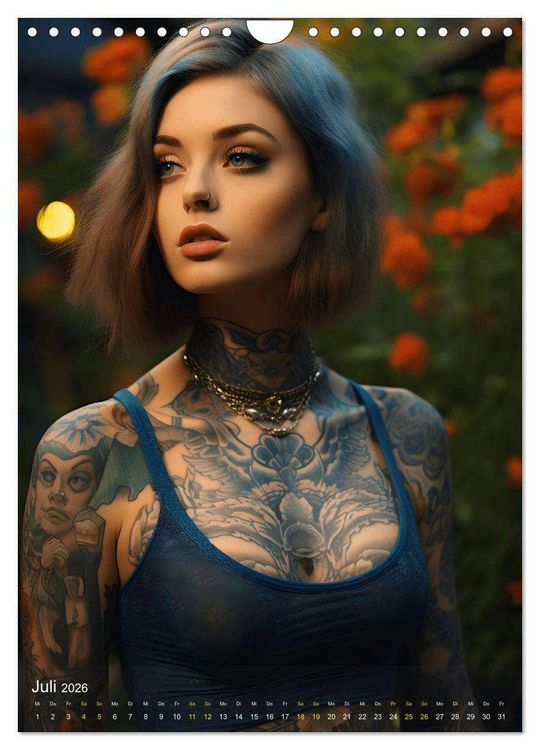Produktbild: Tattoo Sch&ouml;nheiten - zw&ouml;lf Monate, zw&ouml;lf Frauen und jede Menge Tattoos (Wandkalender 2026 DIN A4 hoch), CALVENDO Monatskalender