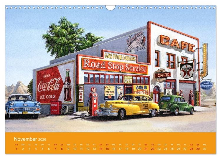 Produktbild: Route US 66 Momente Gem&auml;lde von Georg Huber (Wandkalender 2026 DIN A3 quer), CALVENDO Monatskalender