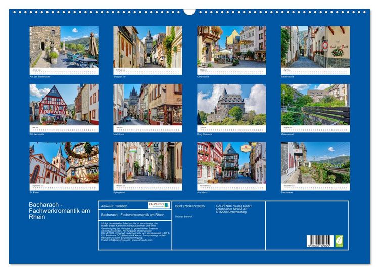 Produktbild: Bacharach - Fachwerkromantik am Rhein (Wandkalender 2026 DIN A2 quer), CALVENDO Monatskalender