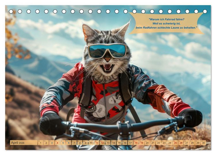Produktbild: Der tierisch lustige Fahrradkalender (Tischkalender 2026 DIN A5 quer), CALVENDO Monatskalender