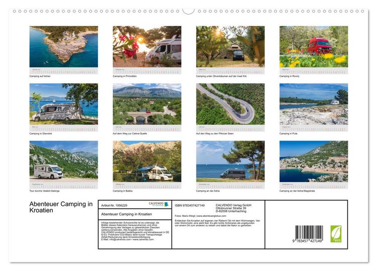 Produktbild: Abenteuer Camping in Kroatien (hochwertiger Premium Wandkalender 2026 DIN A2 quer), Kunstdruck in Hochglanz