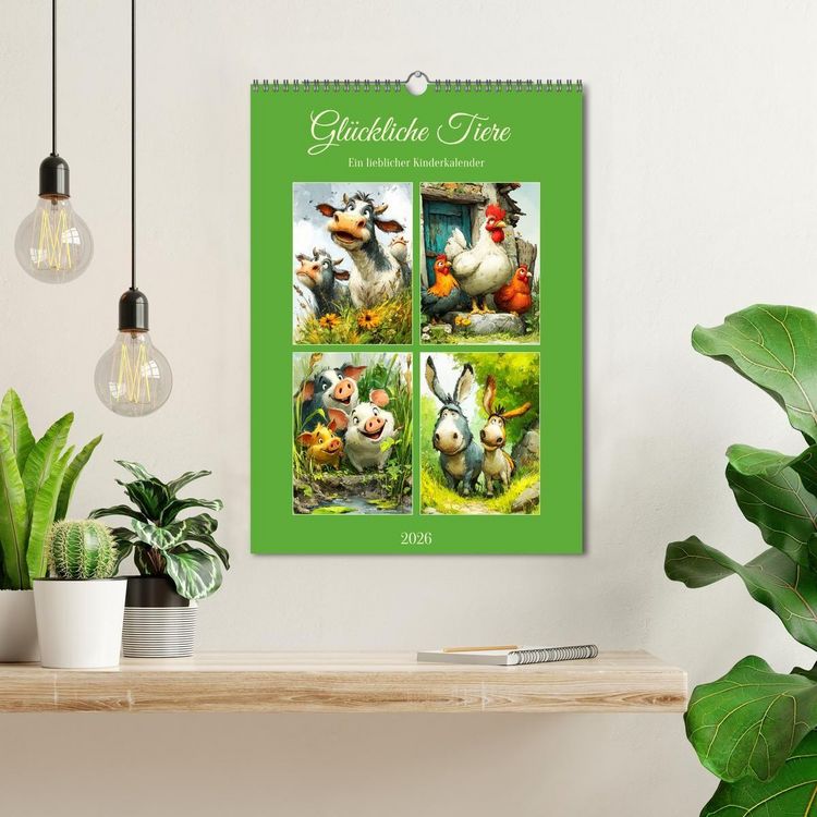 Produktbild: Gl&uuml;ckliche Tiere. Ein lieblicher Kinderkalender (Wandkalender 2026 DIN A3 hoch), CALVENDO Monatskalender