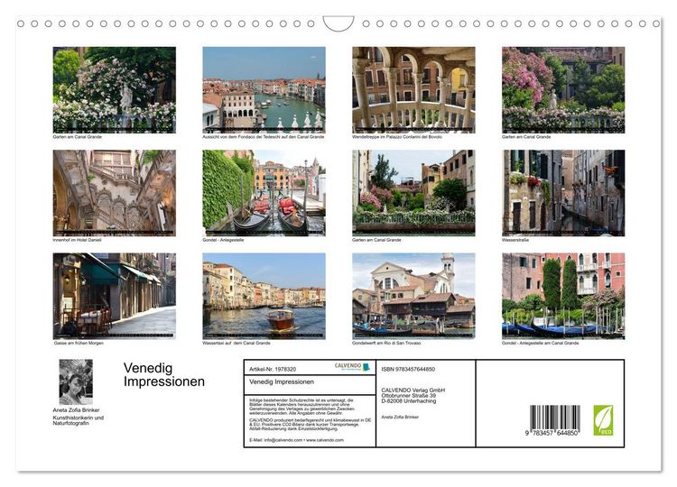 Produktbild: Venedig Impressionen (Wandkalender 2026 DIN A3 quer), CALVENDO Monatskalender
