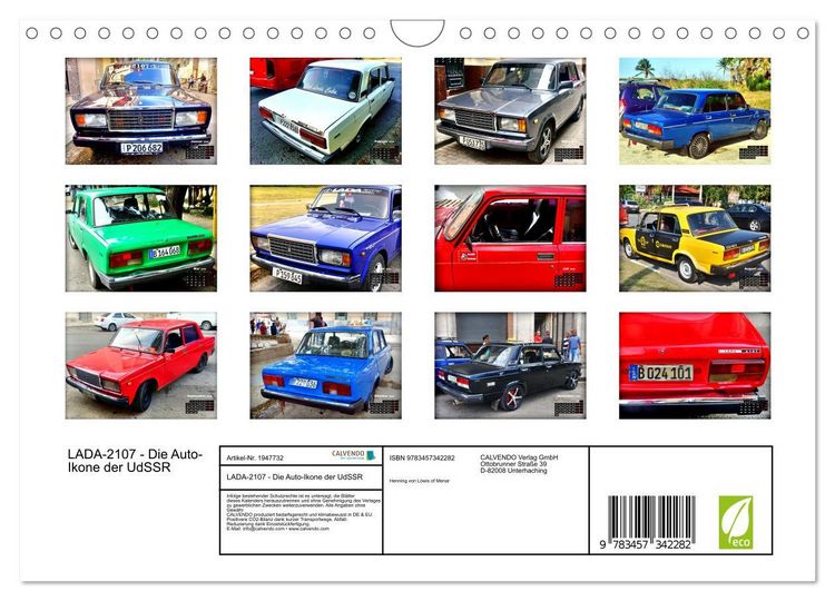 Produktbild: LADA-2107 - Die Auto-Ikone der UdSSR (Wandkalender 2026 DIN A4 quer), CALVENDO Monatskalender