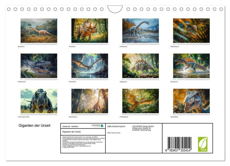 Produktbild: Giganten der Urzeit (Wandkalender 2026 DIN A4 quer), CALVENDO Monatskalender