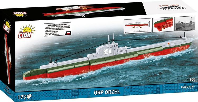 Produktbild: COBI Historical Collection 4855 - ORP Orzel Polish Submarine, WWII, Bausatz 1:300, 193 Klemmbausteine