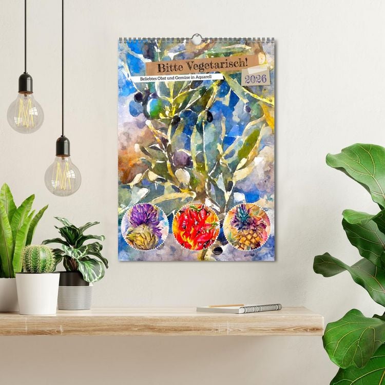 Produktbild: Bitte Vegetarisch! - Beliebtes Obst und Gem&uuml;se in Aquarell (Wandkalender 2026 DIN A3 hoch), CALVENDO Monatskalender