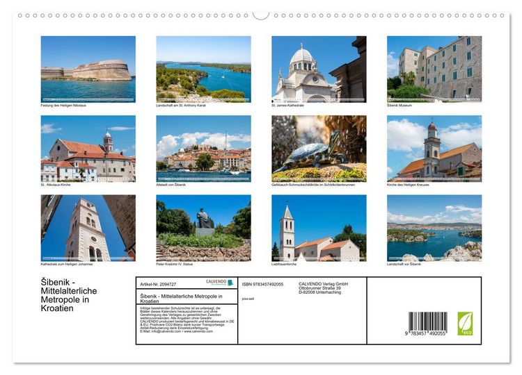 Produktbild: &Scaron;ibenik - Mittelalterliche Metropole in Kroatien (hochwertiger Premium Wandkalender 2026 DIN A2 quer), Kunstdruck in Hochglanz