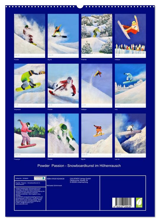 Produktbild: Powder Passion - Snowboardkunst im H&ouml;henrausch (hochwertiger Premium Wandkalender 2026 DIN A2 hoch), Kunstdruck in Hochglanz