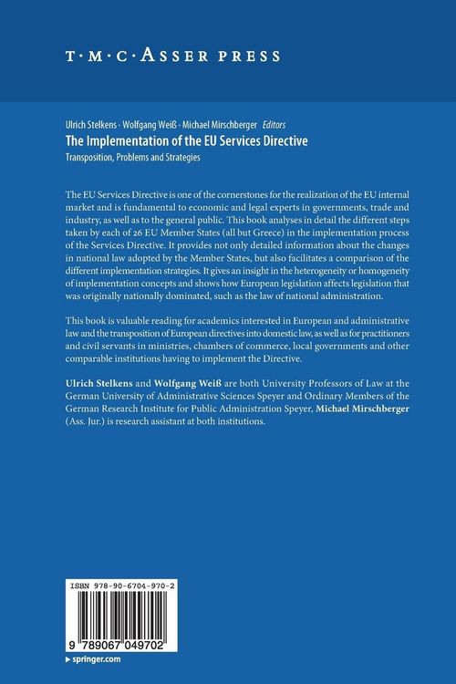 Produktbild: The Implementation of the EU Services Directive