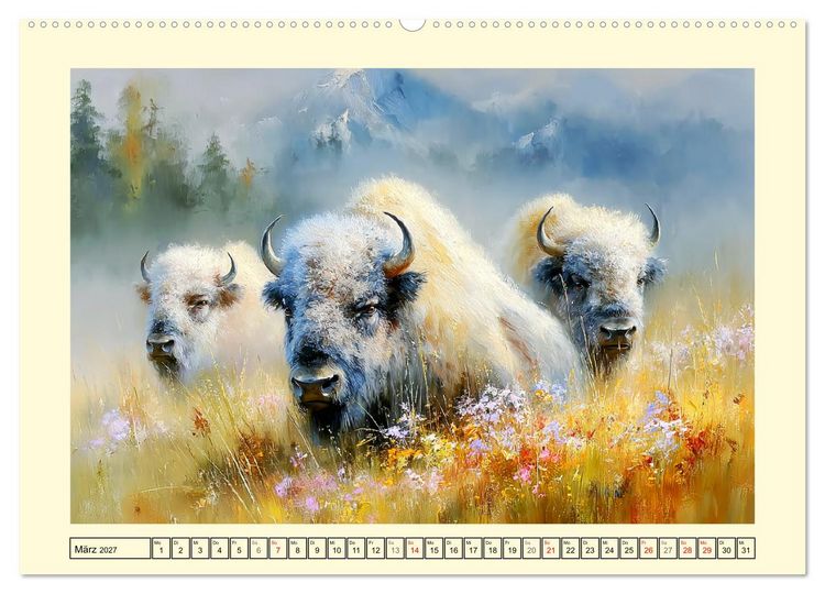 Produktbild: Bisons. Nordamerikas gewaltige Wildrinder (hochwertiger Premium Wandkalender 2027 DIN A2 quer), Kunstdruck in Hochglanz