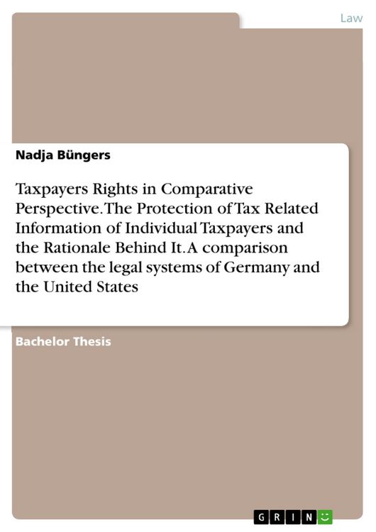 Produktbild: Taxpayers Rights in Comparative Perspective. The Protection of Tax Related Information of Individual Taxpayers and the Rationale Behind It. A comparis
