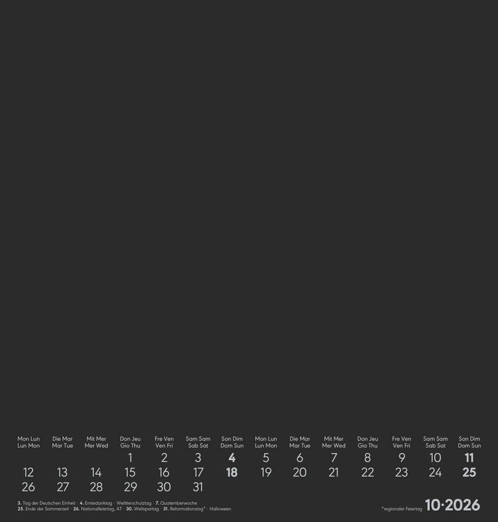 Produktbild: Kreativ-Kalender schwarz 2026 - 21x22 cm - Foto, Malen, Basteln - datiert - Kreativkalender - Foto-Kalender - Alpha Edition