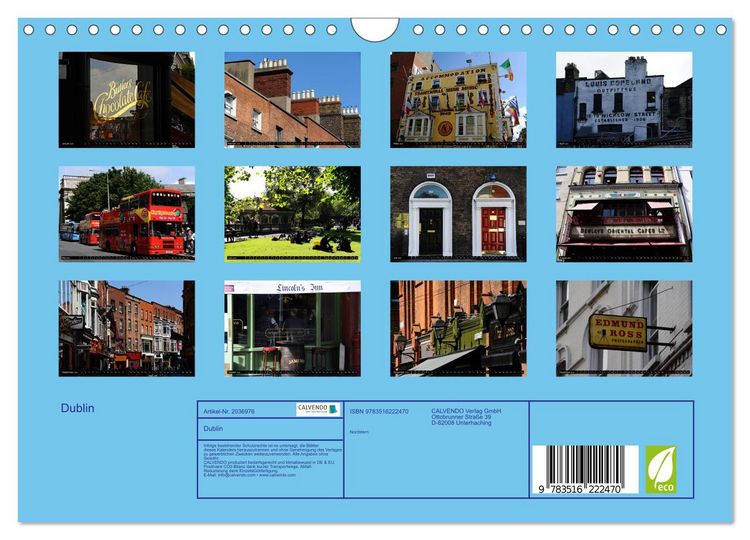 Produktbild: Dublin (Wandkalender 2026 DIN A4 quer), CALVENDO Monatskalender