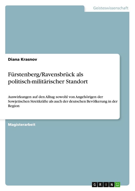 Produktbild: F&uuml;rstenberg/Ravensbr&uuml;ck als politisch-milit&auml;rischer Standort