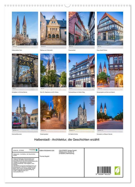 Produktbild: Halberstadt - Architektur, die Geschichten erz&auml;hlt (hochwertiger Premium Wandkalender 2027 DIN A2 hoch), Kunstdruck in Hochglanz