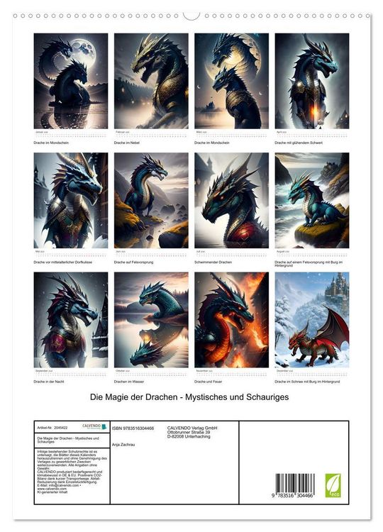 Produktbild: Die Magie der Drachen - Mystisches und Schauriges (hochwertiger Premium Wandkalender 2026 DIN A2 hoch), Kunstdruck in Hochglanz
