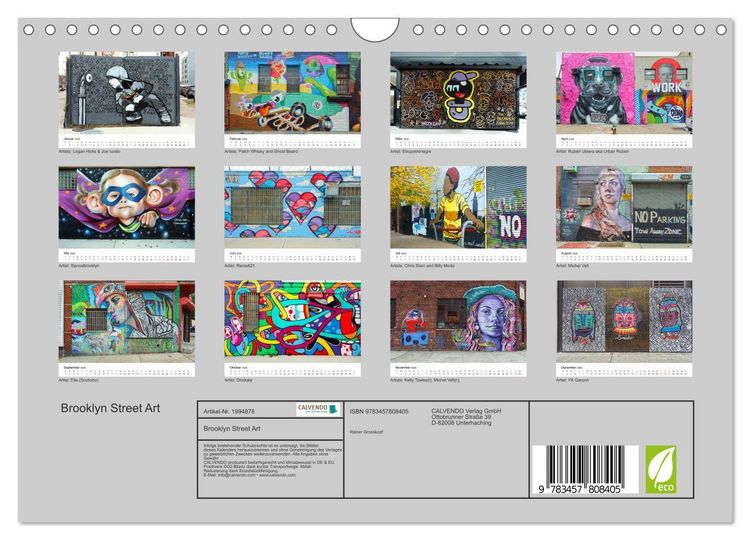 Produktbild: Brooklyn Street Art (Wandkalender 2026 DIN A4 quer), CALVENDO Monatskalender