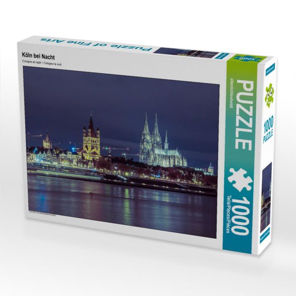 Produktbild: CALVENDO Puzzle K&ouml;ln bei Nacht | 1000 Teile Lege-Gr&ouml;&szlig;e 64x48cm Foto-Puzzle f&uuml;r gl&uuml;ckliche Stunden