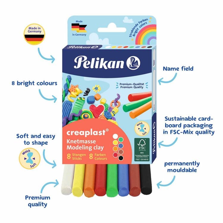 Produktbild: Pelikan Kinderknete Creaplast, 8er Set