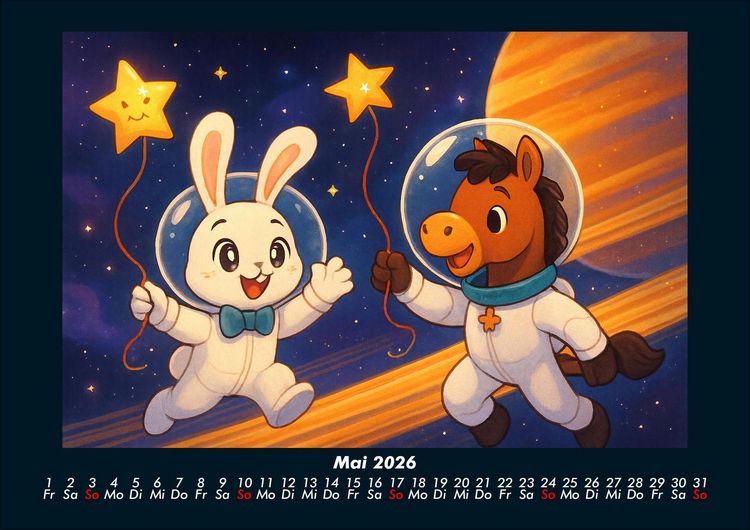 Produktbild: Bouncy & Huf - Im Weltraum 2026 Fotokalender DIN A4