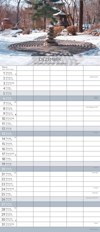 Produktbild: Familienplaner Zen 2026 - Familien-Timer 19,5x45 cm - 5 Spalten - Wand-Planer - viel Platz für Eintragungen - Familienkalender - Alpha Edition