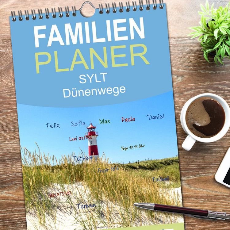 Produktbild: Familienplaner 2026 - SYLT D&uuml;nenwege mit 5 Spalten (Wandkalender, 21 x 45 cm) CALVENDO