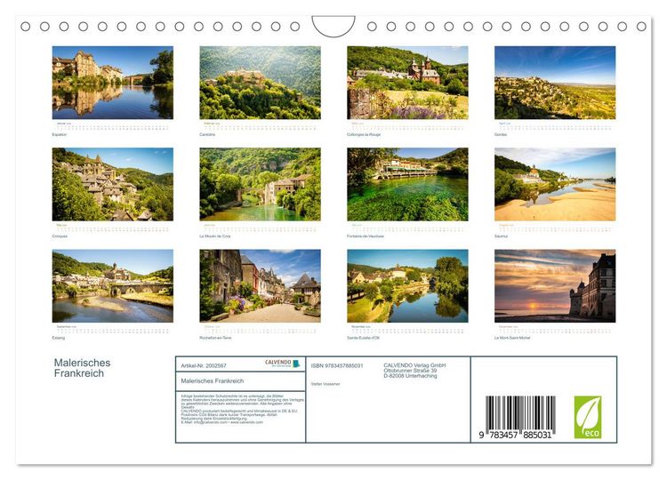 Produktbild: Malerisches Frankreich (Wandkalender 2026 DIN A4 quer), CALVENDO Monatskalender