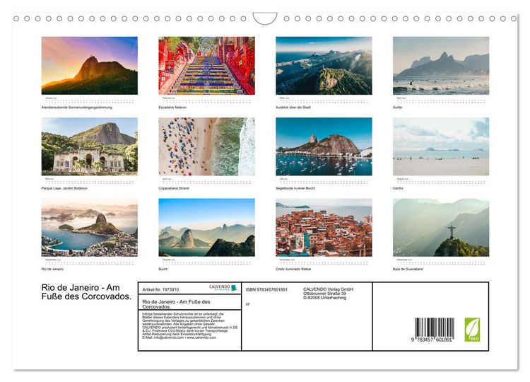 Produktbild: Rio de Janeiro - Am Fu&szlig;e des Corcovados. (Wandkalender 2026 DIN A3 quer), CALVENDO Monatskalender