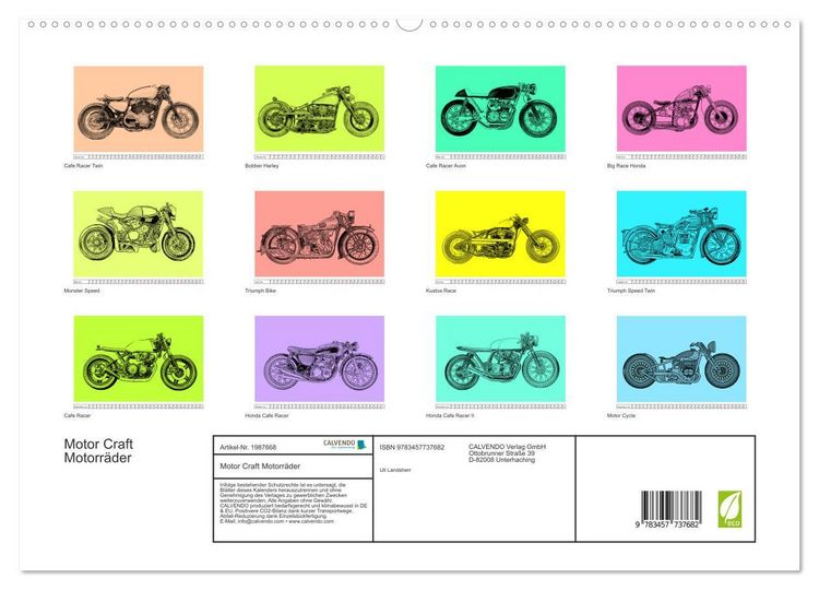 Produktbild: Motor Craft Motorr&auml;der (hochwertiger Premium Wandkalender 2026 DIN A2 quer), Kunstdruck in Hochglanz