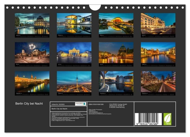 Produktbild: Berlin City bei Nacht (Wandkalender 2026 DIN A4 quer), CALVENDO Monatskalender