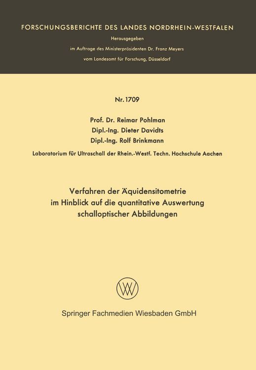 Produktbild: Verfahren der &Auml;quidensitometrie im Hinblick auf die quantitative Auswertung schalloptischer Abbildungen