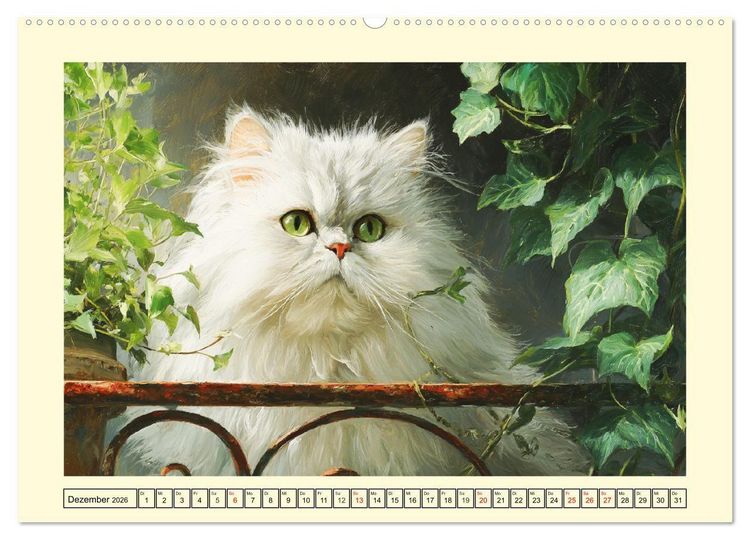 Produktbild: Perserkatzen. Flauschige Momente in kunstvoller &Ouml;loptik (hochwertiger Premium Wandkalender 2026 DIN A2 quer), Kunstdruck in Hochglanz